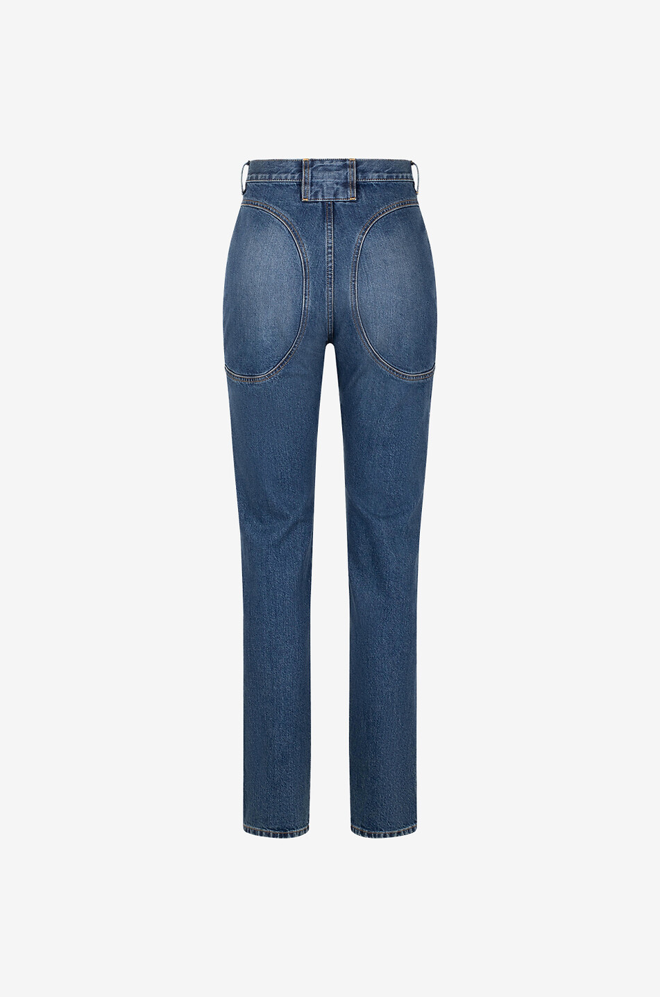 ALAÏA Ausgewaschene Slim-Fit-Jeans mit runden Nähten Highwaist Damen MITTELBLAU 2