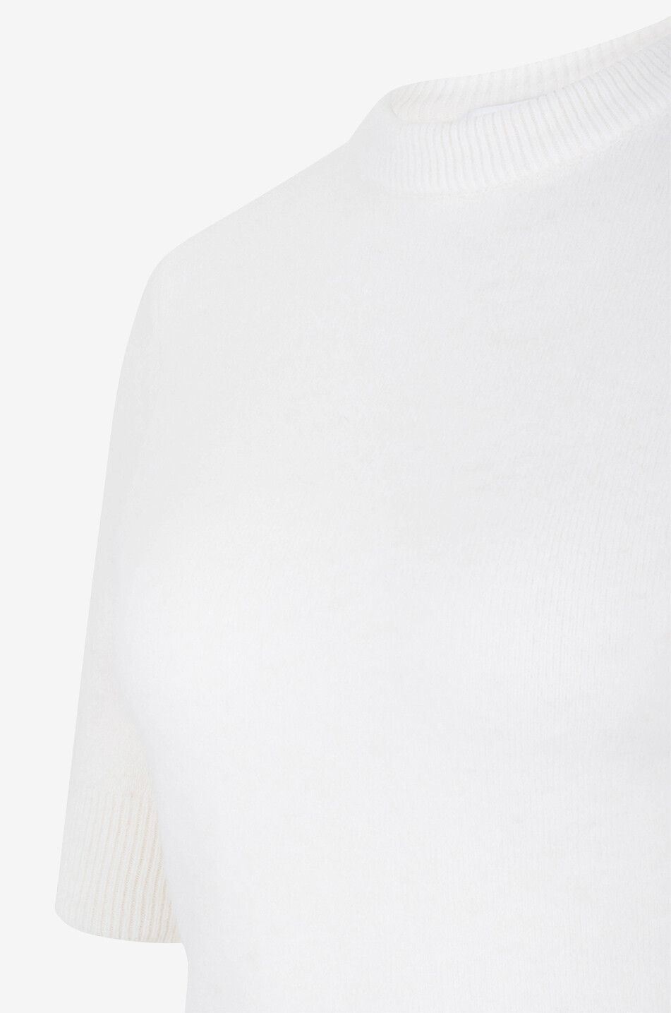 ALAÏA Short-sleeved cropped alpaca jumper Women WHITE 3
