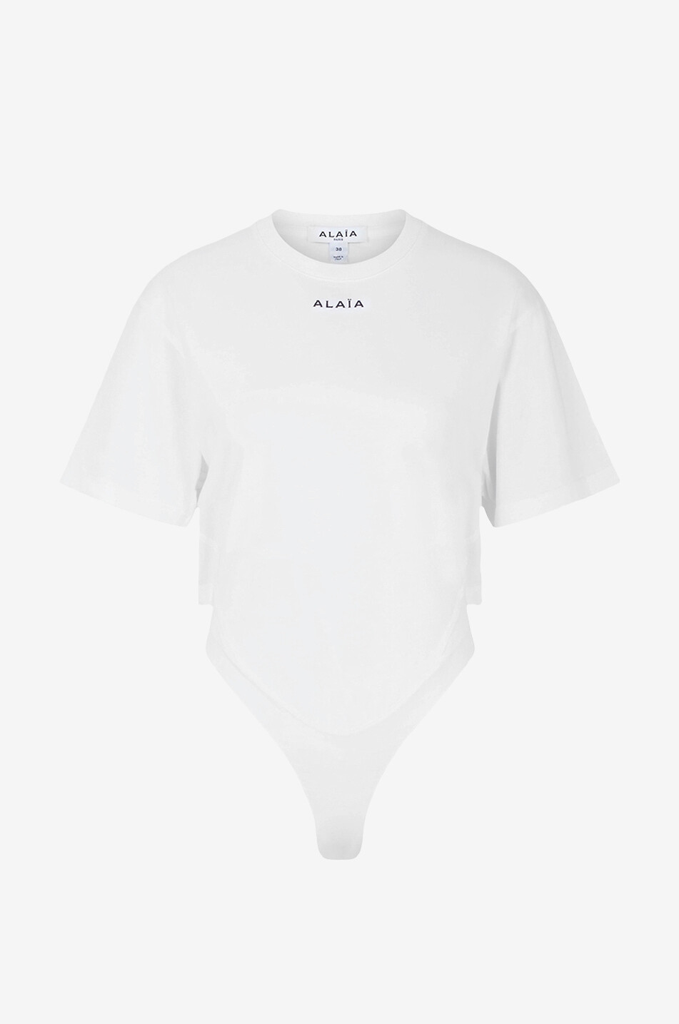 ALAÏA Jersey-T-Shirt mit Logostickerei Fluid Body Damen WEISS 1