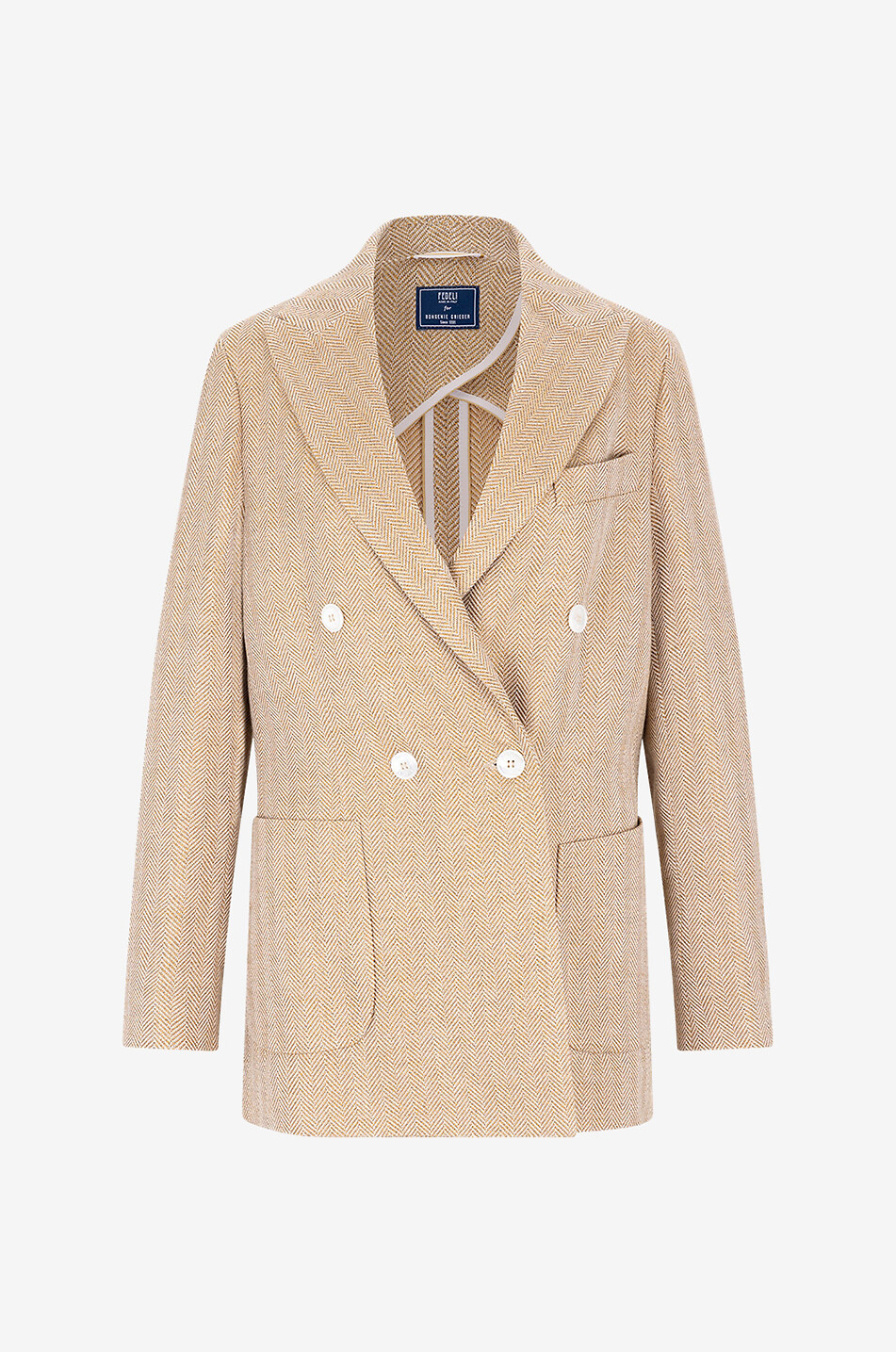 Blazer aus Baumwolle und Leinen mit Fischgräten New Dandy