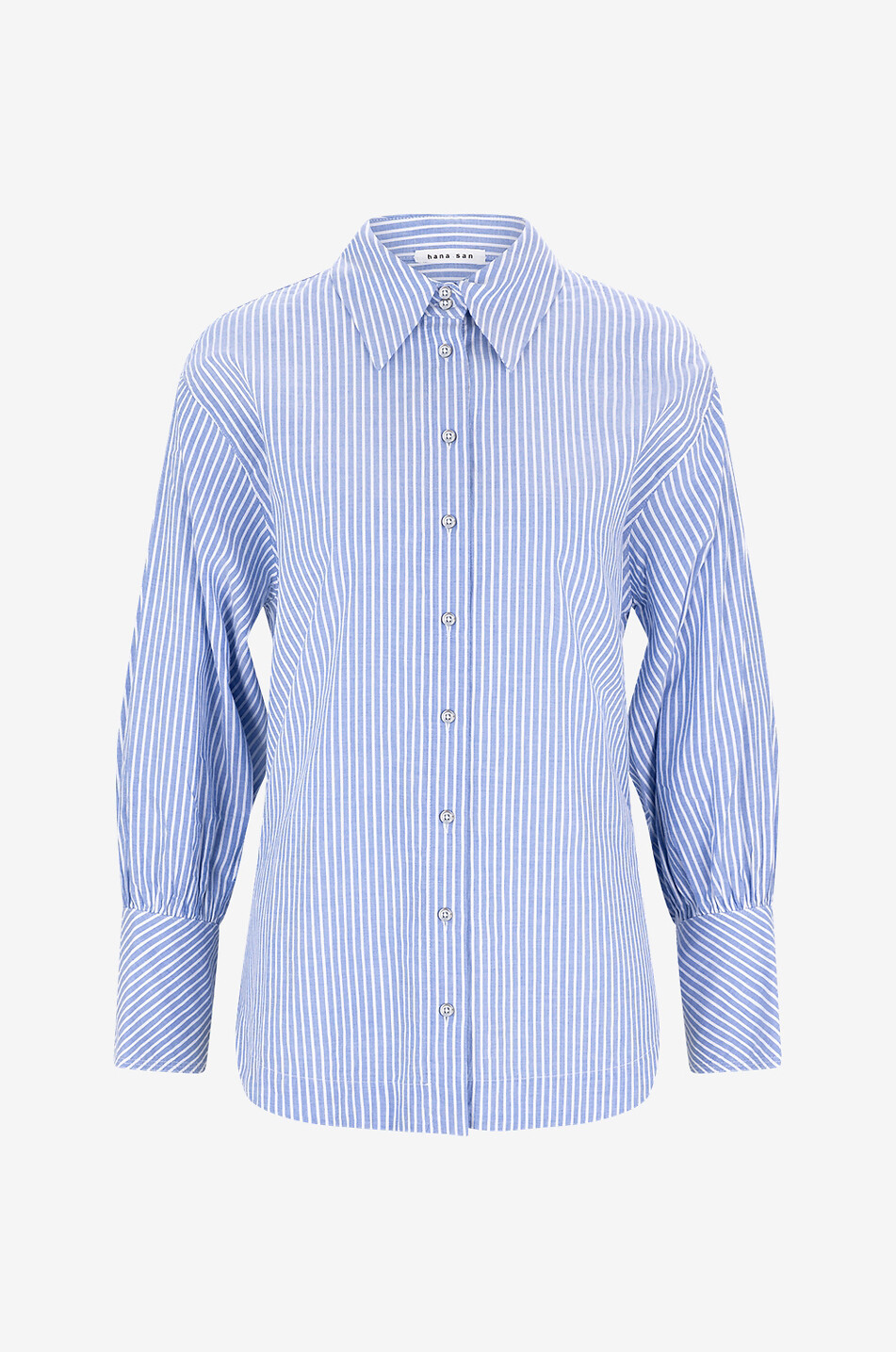 Estela cotton striped shirt with long puff sleeves