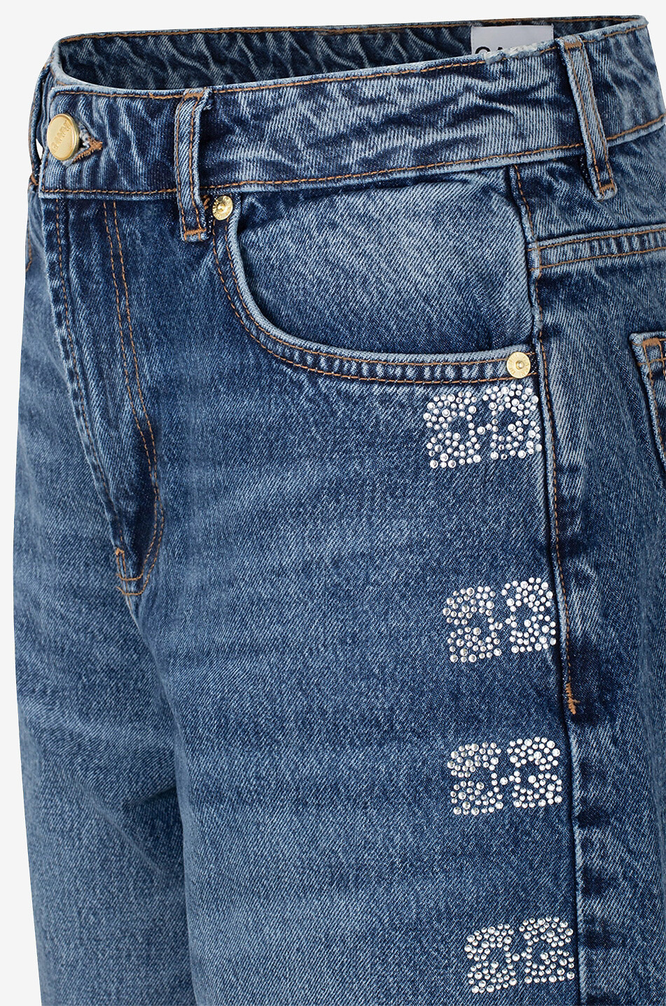 GANNI Stary Sparkle Logo Tint Wash organic cotton carrot jeans Women BLUE 3