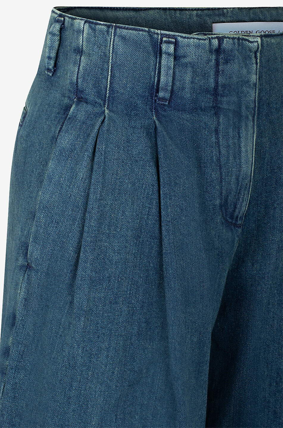 GOLDEN GOOSE Bundfalten-Jeans mit weitem Bein und hohem Bund Flavia Dirtywash Damen BLAU 3