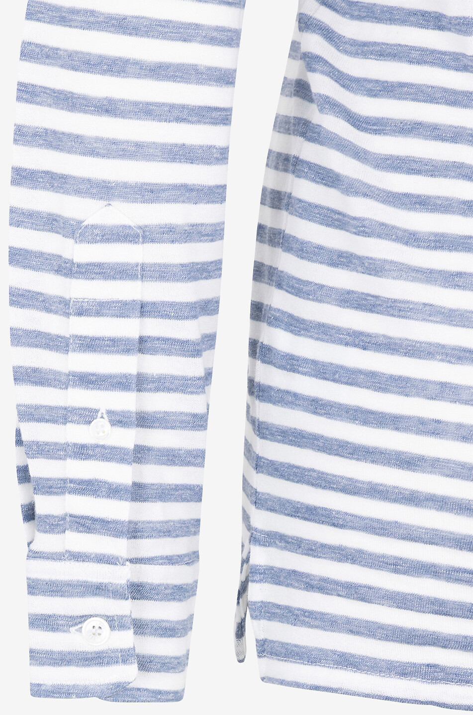 FEDELI Polo rayé à manches longues en lin et coton Salina Femme BLEU CLAIR 3