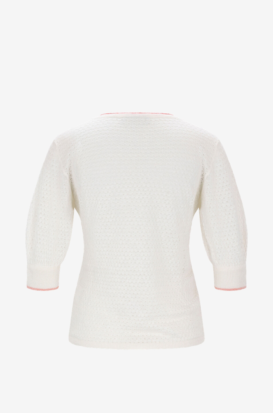 GRAN SASSO Lochstrick-Leinenpullover mit kurzen Puffärmeln Damen WEISS 2