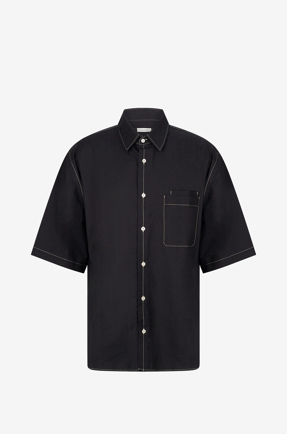 LEMAIRE Kurzarmhemd aus Baumwollmix Double Pocket Herren SCHWARZ 1