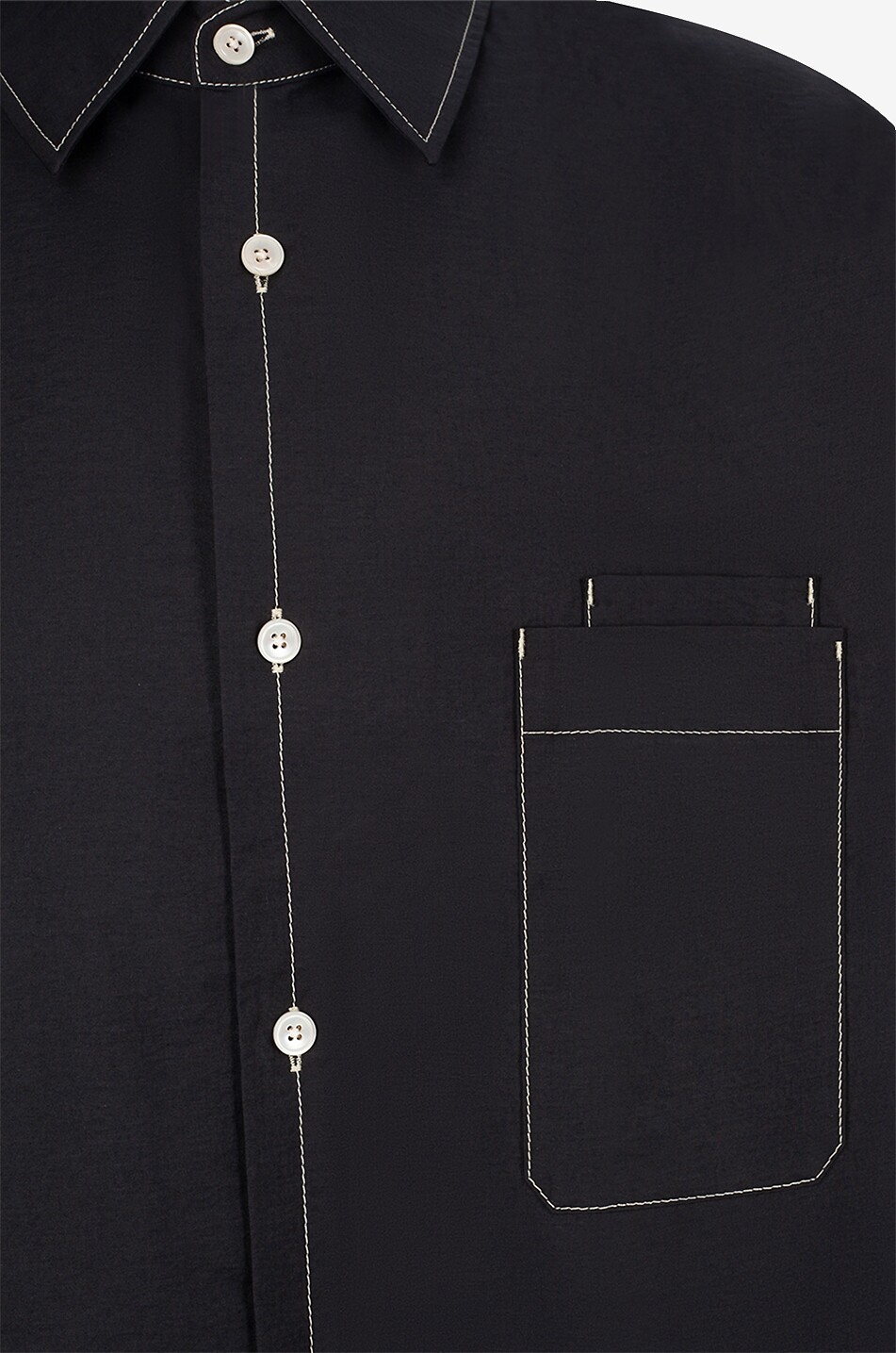 LEMAIRE Kurzarmhemd aus Baumwollmix Double Pocket Herren SCHWARZ 5