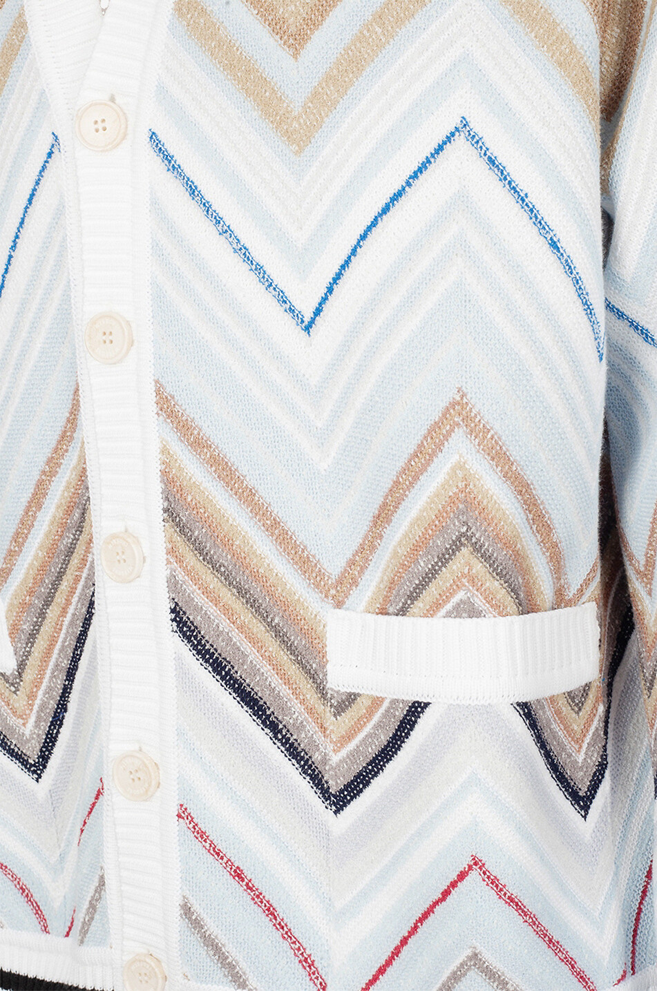 Cardigan boutonné en coton à chevrons