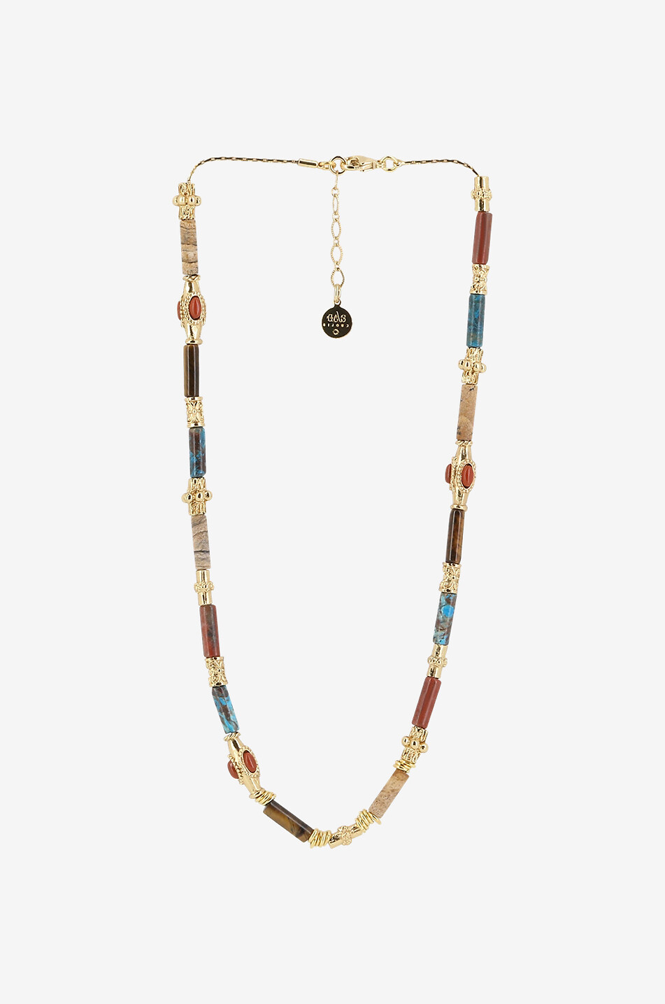 Collier en perles de pierre et laiton Kali Bis