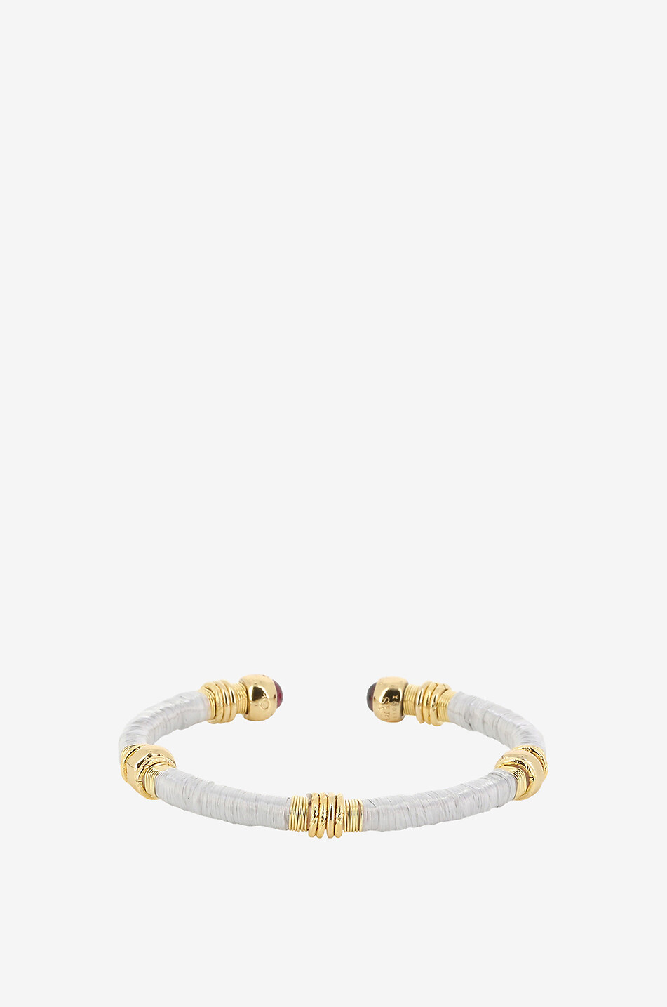 GAS BIJOUX Sari brass and raffia bangle Women LIGHT GREY 2