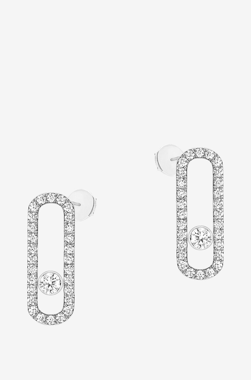 Move Uno Pavées white gold and diamond stud earrings