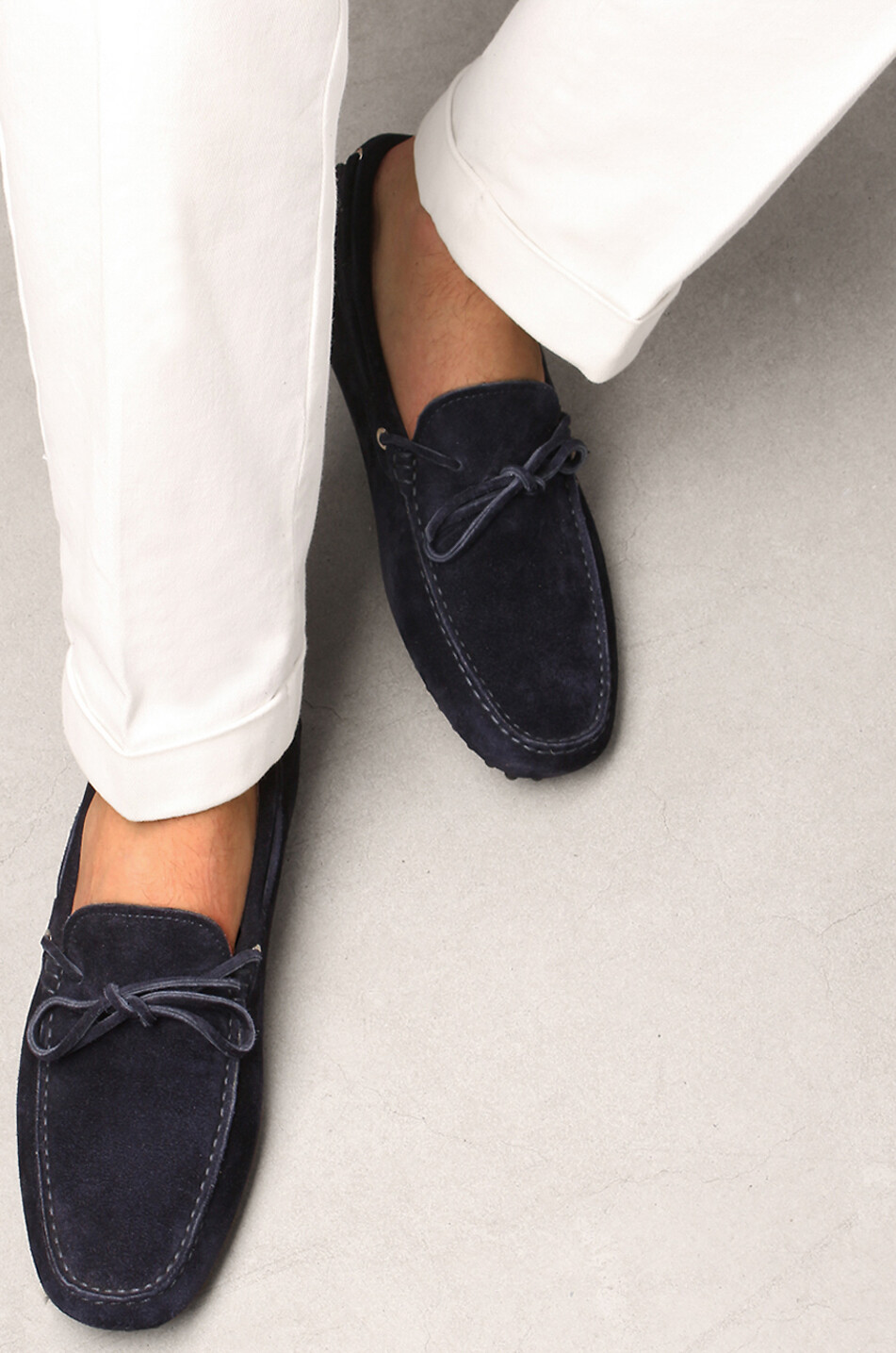 AURELIEN Driving Shoes pebbled sole suede loafers Men DARK BLUE 3