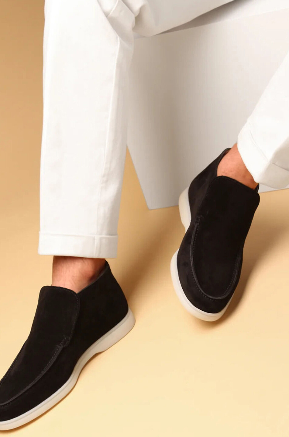 AURELIEN Mocassins montants en daim City Homme NOIR 3