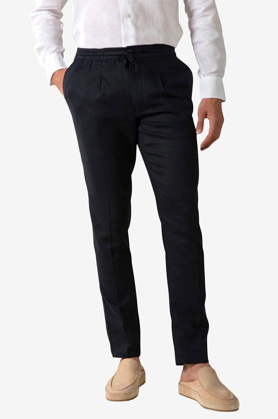 AURELIEN Seaside slim fit linen trousers Men DARK BLUE 3