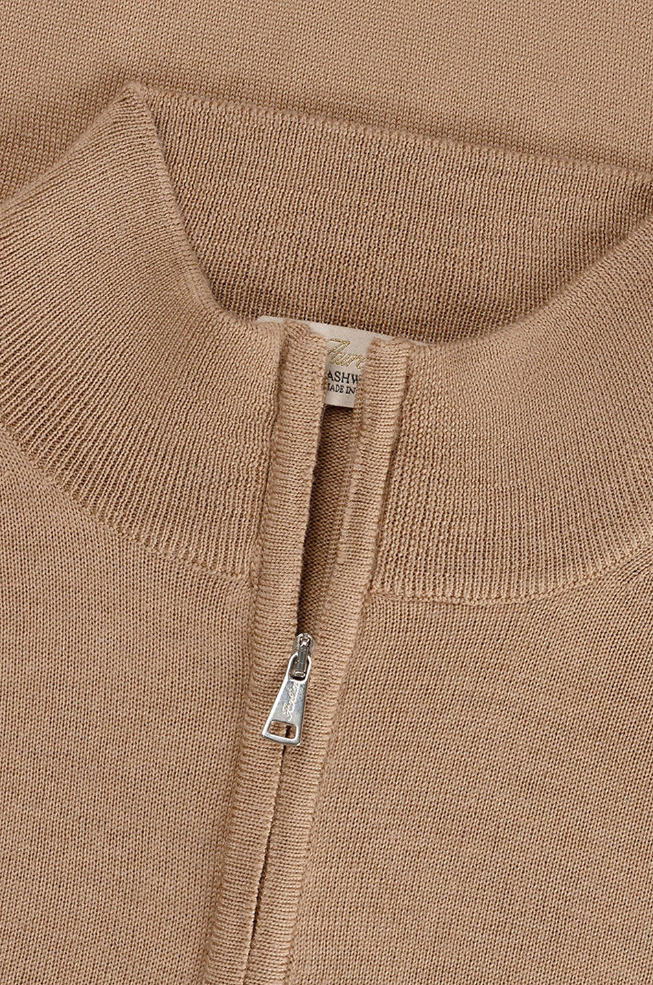 AURELIEN Cashwool half-zip stand-up collar extrafine merino wool jumper Men BEIGE 2
