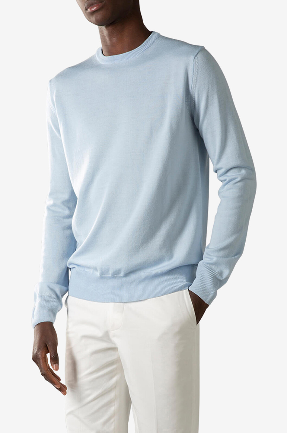 AURELIEN Feiner Rundhalspullover aus Cashwool Herren HELLBLAU 3