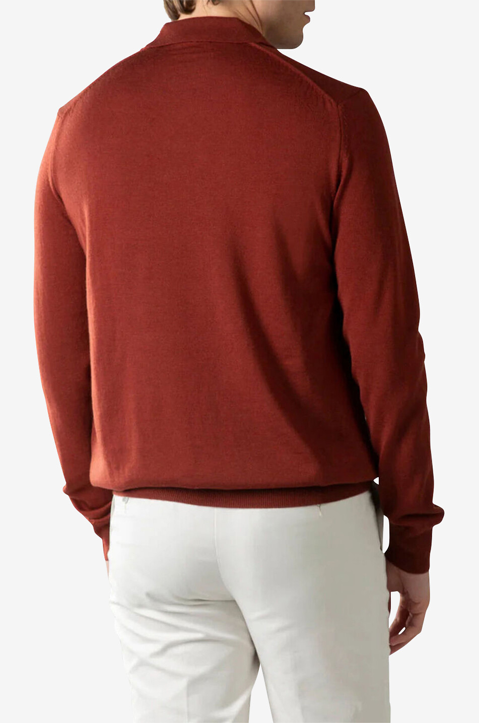 AURELIEN Feiner Polohemd-Pullover aus Wolle Cashwool Herren DUNKELROT 3