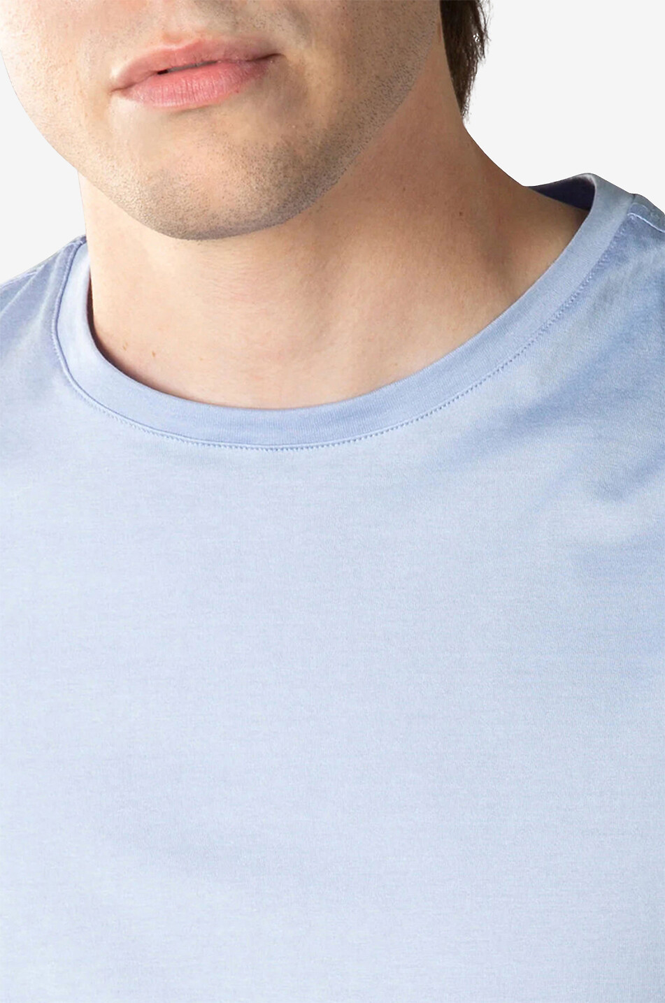 AURELIEN Egyptian cotton short-sleeved T-shirt Men LIGHT BLUE 4
