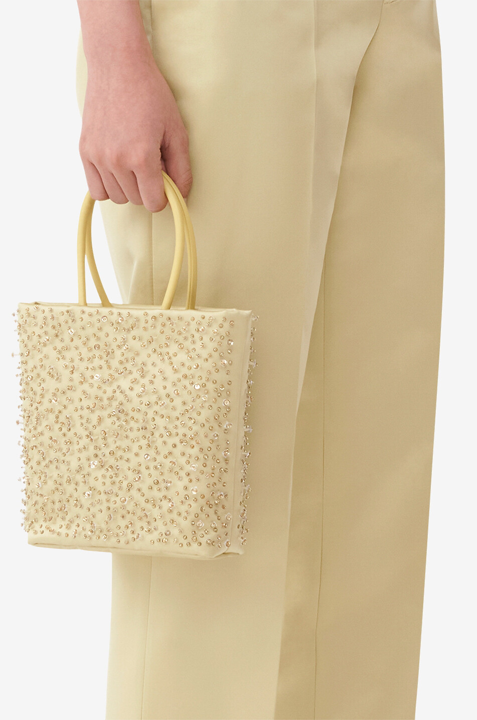 Mini sac cabas en duchesse et perles de verre