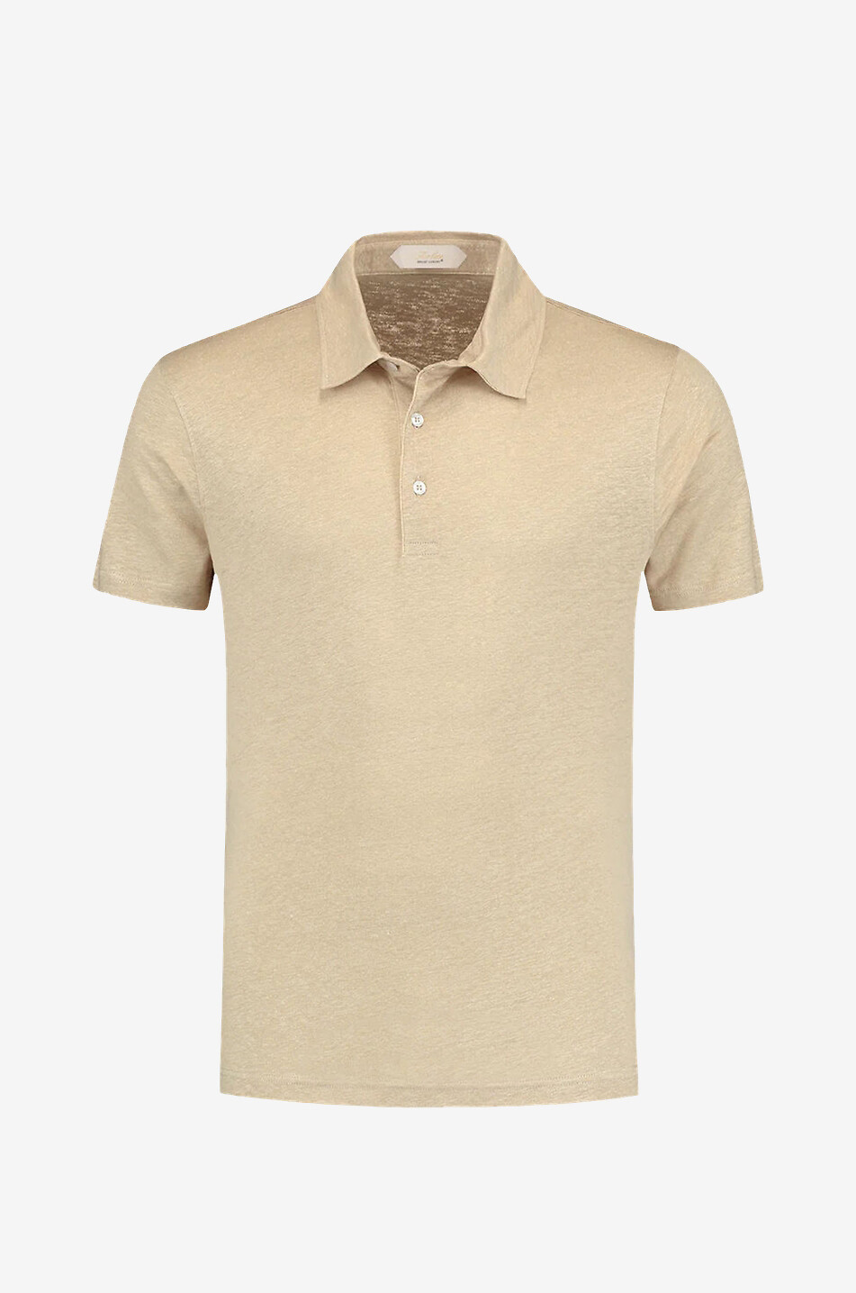 AURELIEN Short-sleeved linen jersey polo shirt Men BEIGE 1
