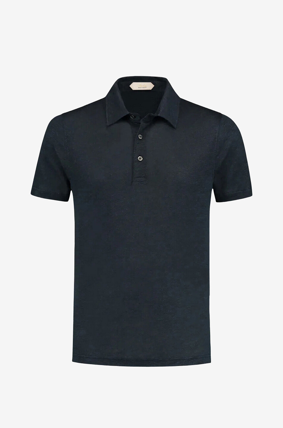 AURELIEN Short-sleeved linen jersey polo shirt Men DARK BLUE 1
