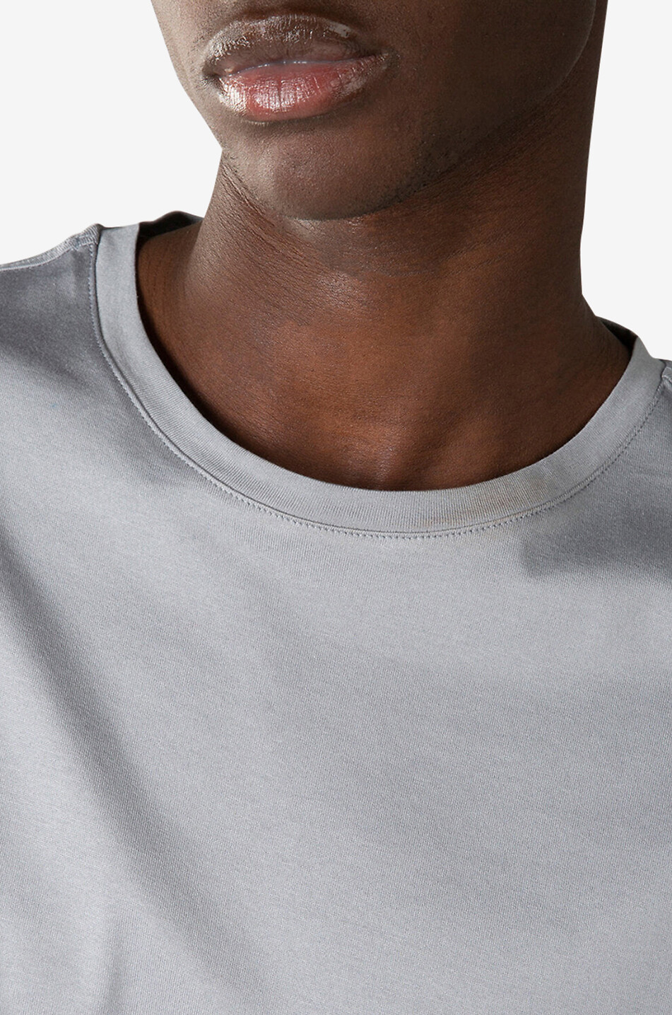 AURELIEN Egyptian cotton short-sleeved T-shirt Men LIGHT GREY 4