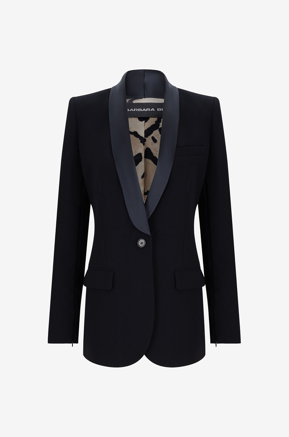 BARBARA BUI Blazer long en crêpe esprit smoking Femme NOIR 1