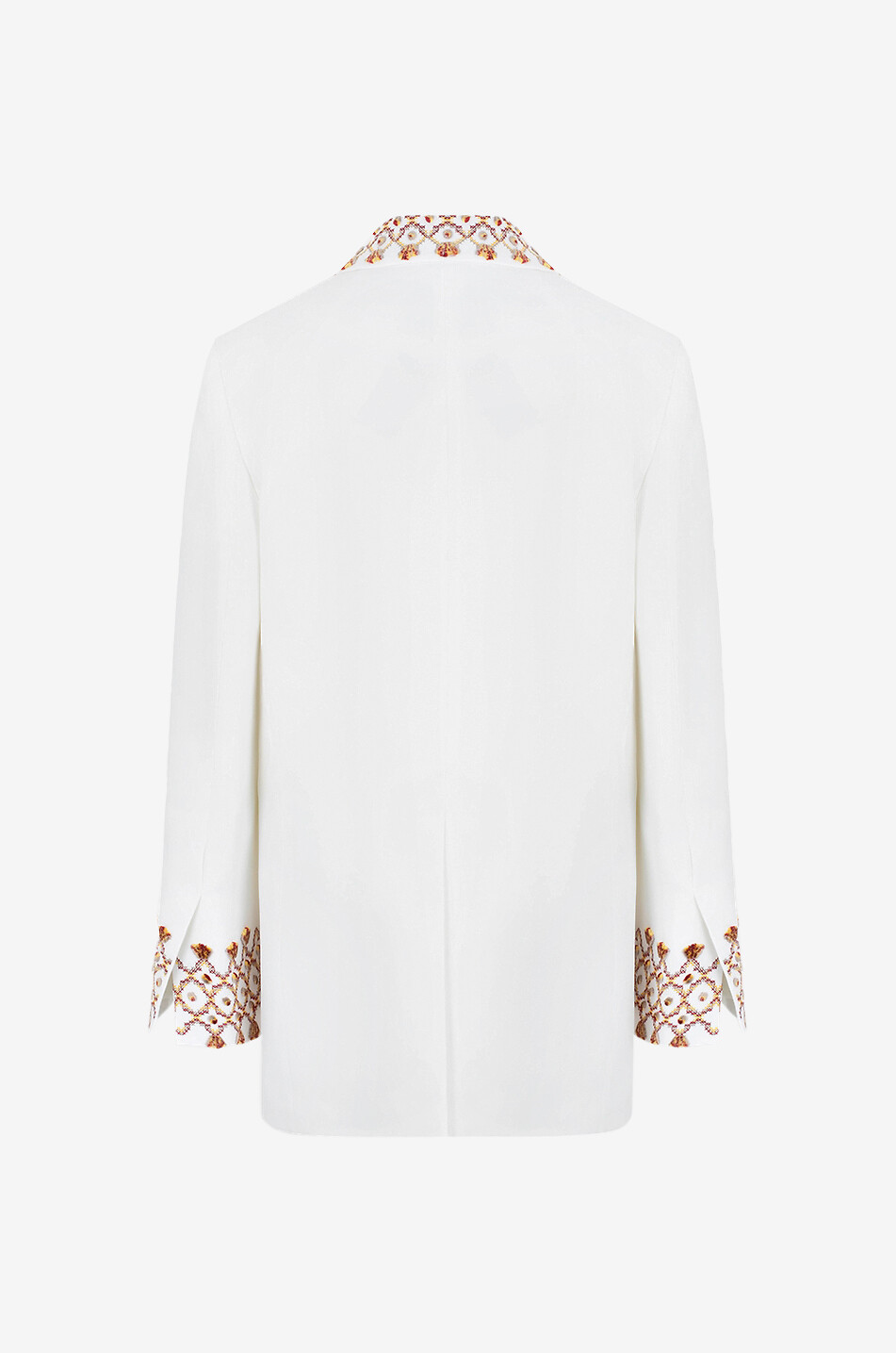 ERMANNO SCERVINO Ethnic embroidery embellished single-breasted cady blazer Women WHITE 2
