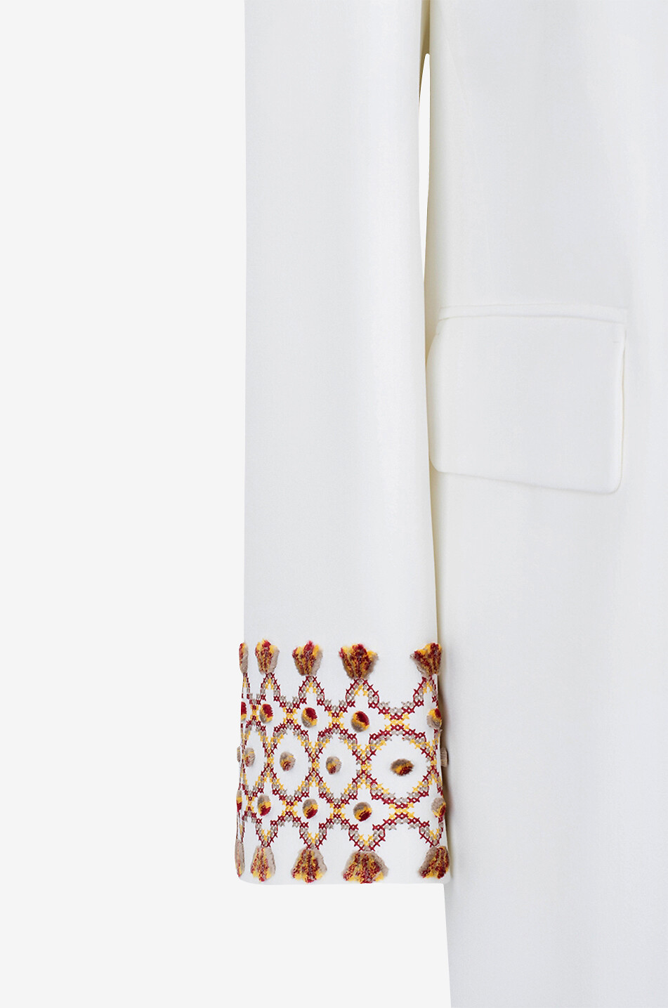 ERMANNO SCERVINO Ethnic embroidery embellished single-breasted cady blazer Women WHITE 3