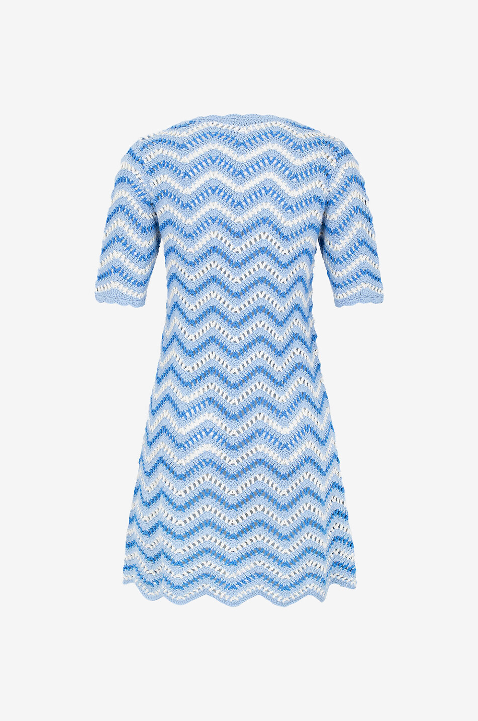 Mini robe crochetée en coton motif vagues ajourées