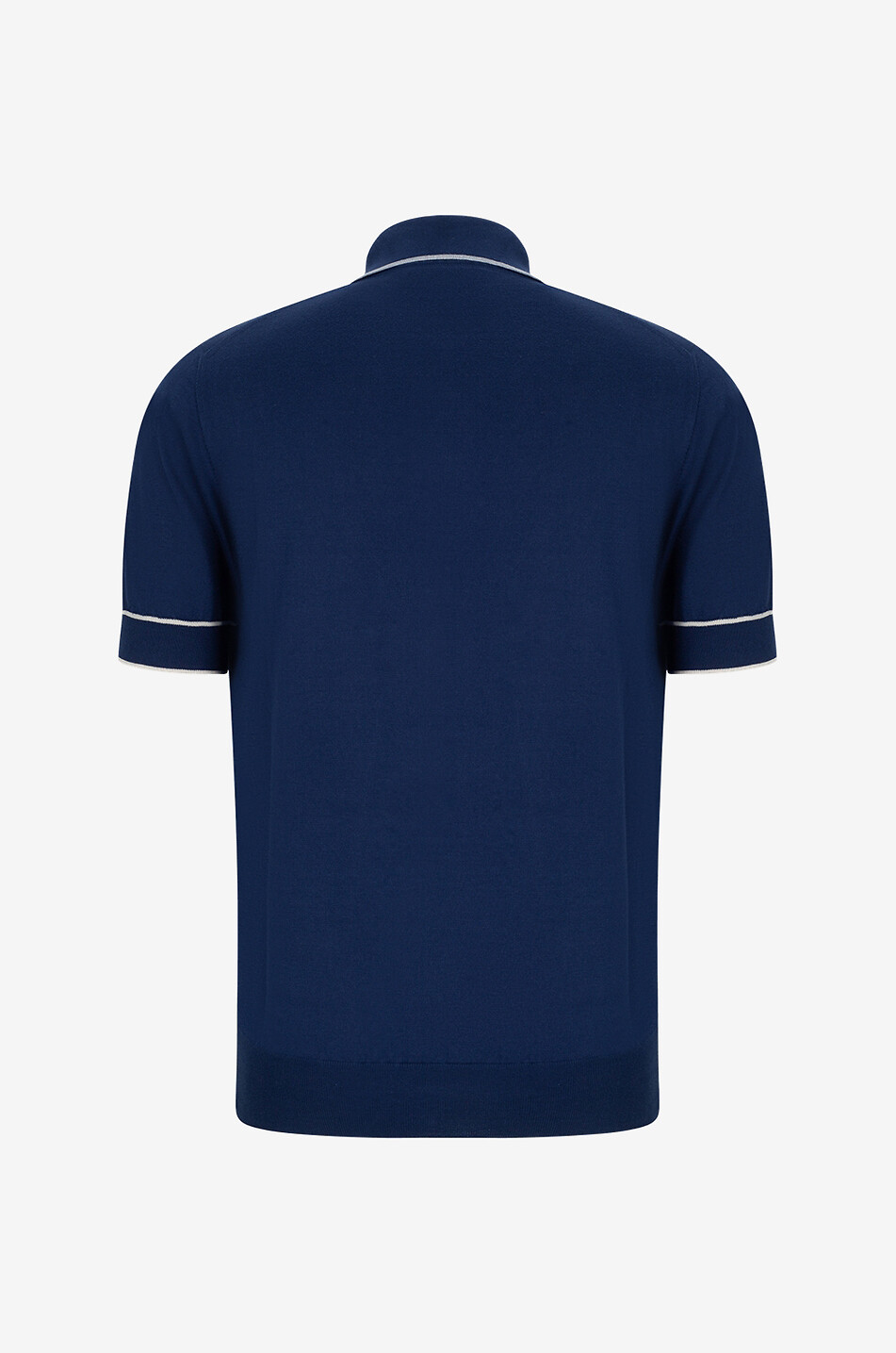 BRUNELLO CUCINELLI Slim-Fit-Baumwoll-Strickpolohemd mit Kontrastdetails Herren MITTELBLAU 2