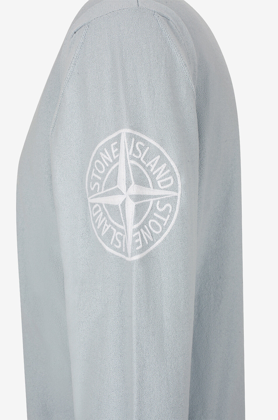 STONE ISLAND Pull à col rond en coton brodé compass 523B9 Homme BLEU CLAIR 3