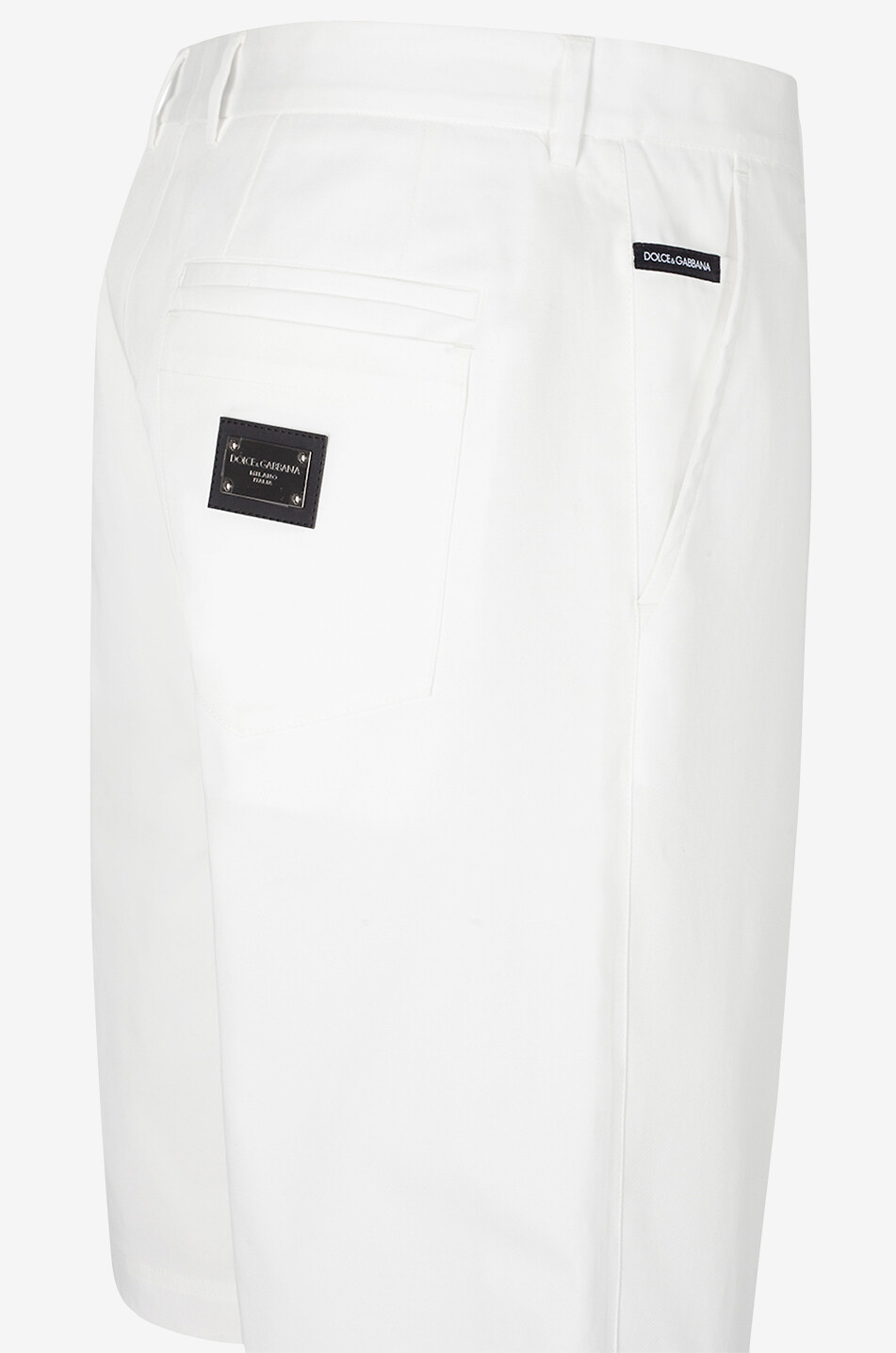 DOLCE & GABBANA Gabardine-Bundfaltenshorts mit Logoplättchen Herren WEISS 3