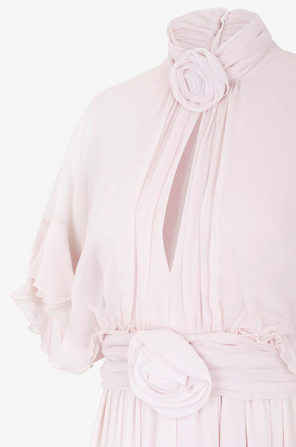 GIAMBATTISTA VALLI Robe cape maxi en georgette de soie détail rose Femme ROSE CLAIR 3