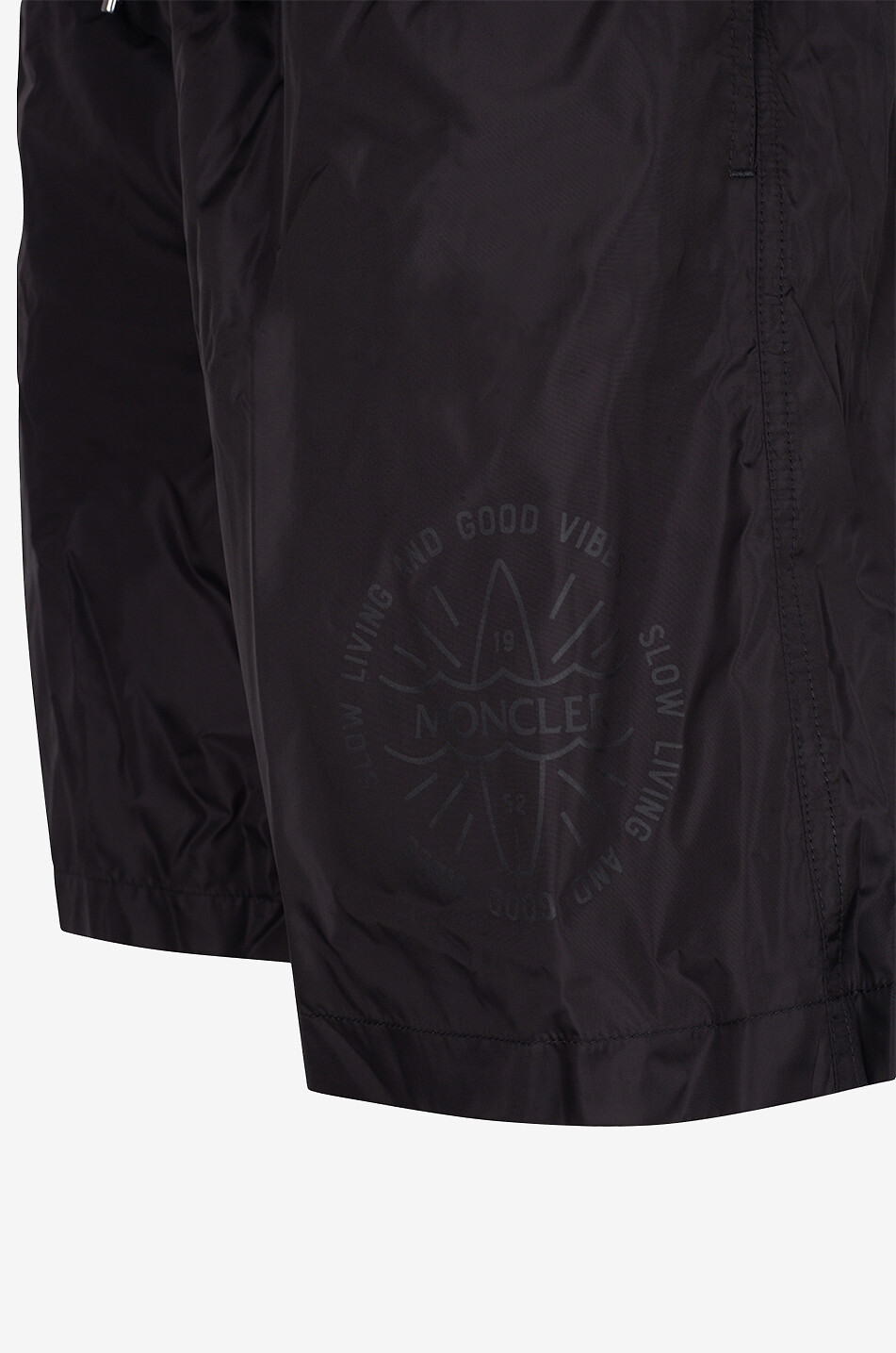 MONCLER Zweifarbige Badeshorts Slow Living and Good Vibes Herren SCHWARZ 3