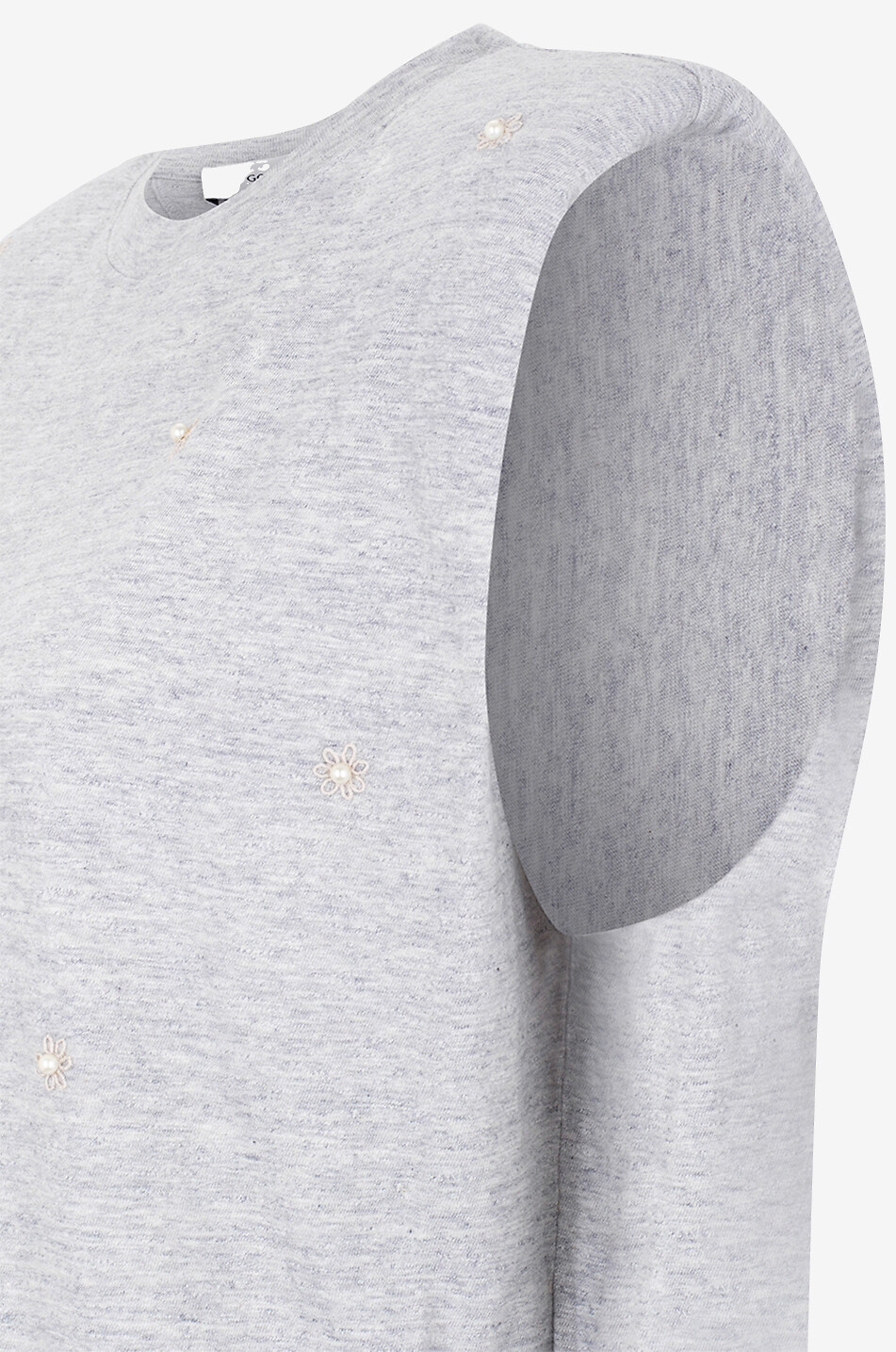 GOLDEN GOOSE Ärmelloses meliertes T-Shirt mit Perlen- und Blütenstickereien Isabel Damen GRAU 3