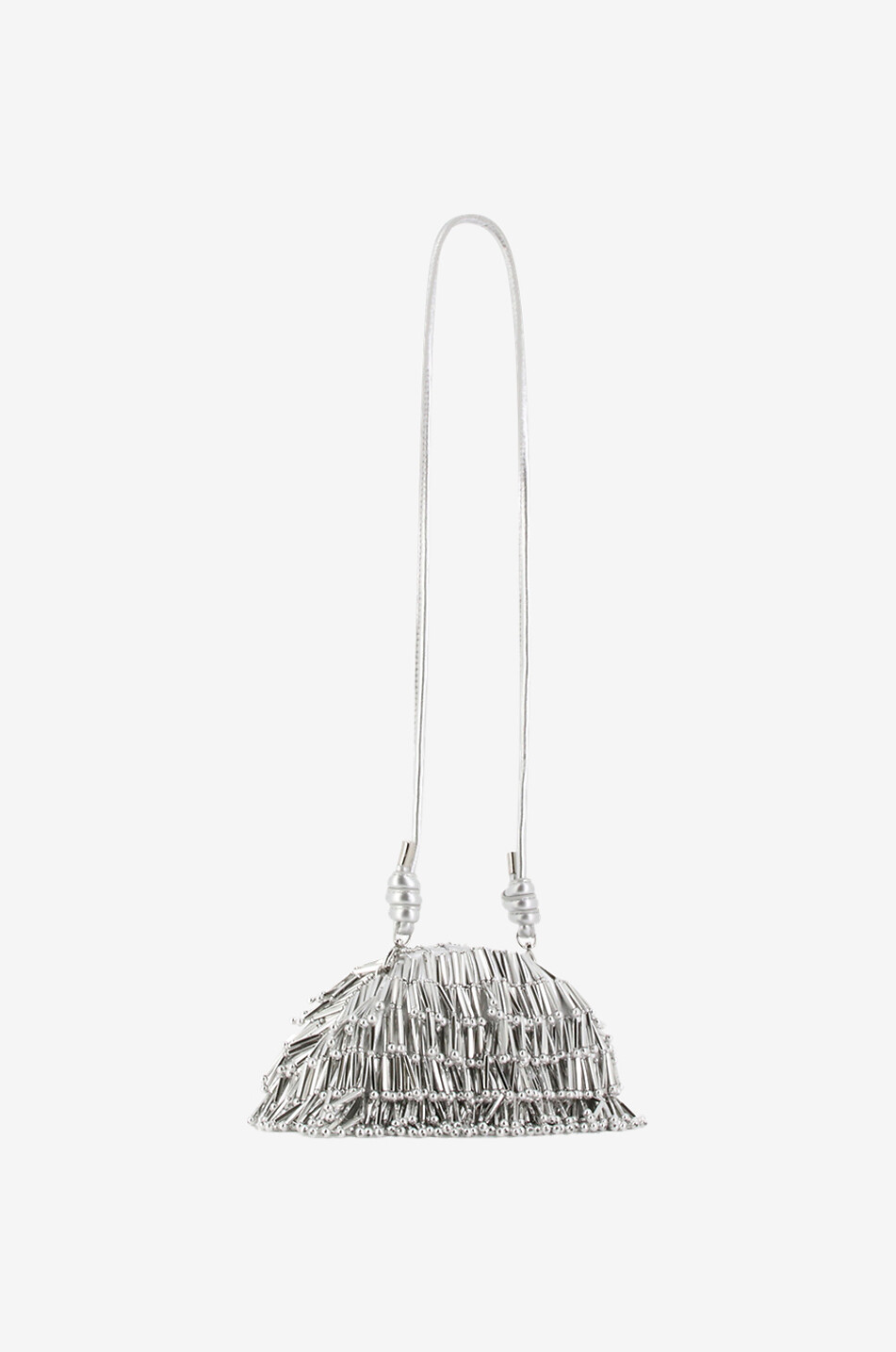 CULT GAIA Metallic-Nappalederclutch mit Perlenfransen Jaala Nano Damen SILBER 5