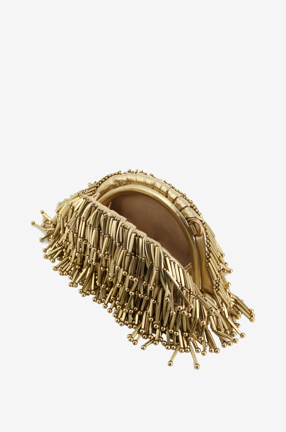 CULT GAIA Metallic-Nappalederclutch mit Perlenfransen Jaala Nano Damen GOLDEN 6