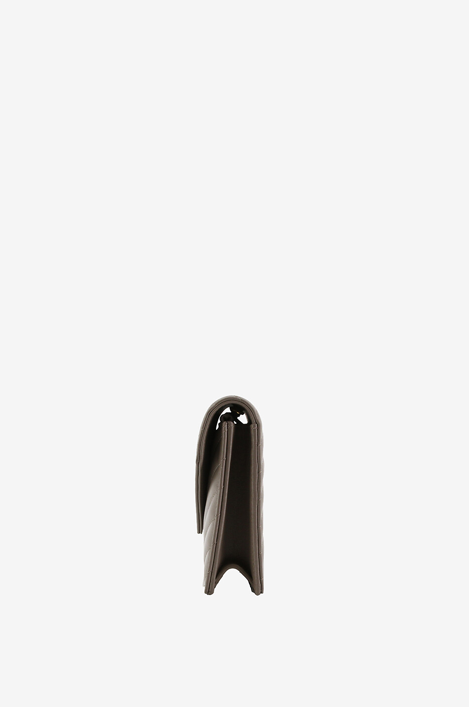 SAINT LAURENT PARIS Portefeuille chaîne en cuir nappa matelassé Cassandre Envelope Femme GRIS 3