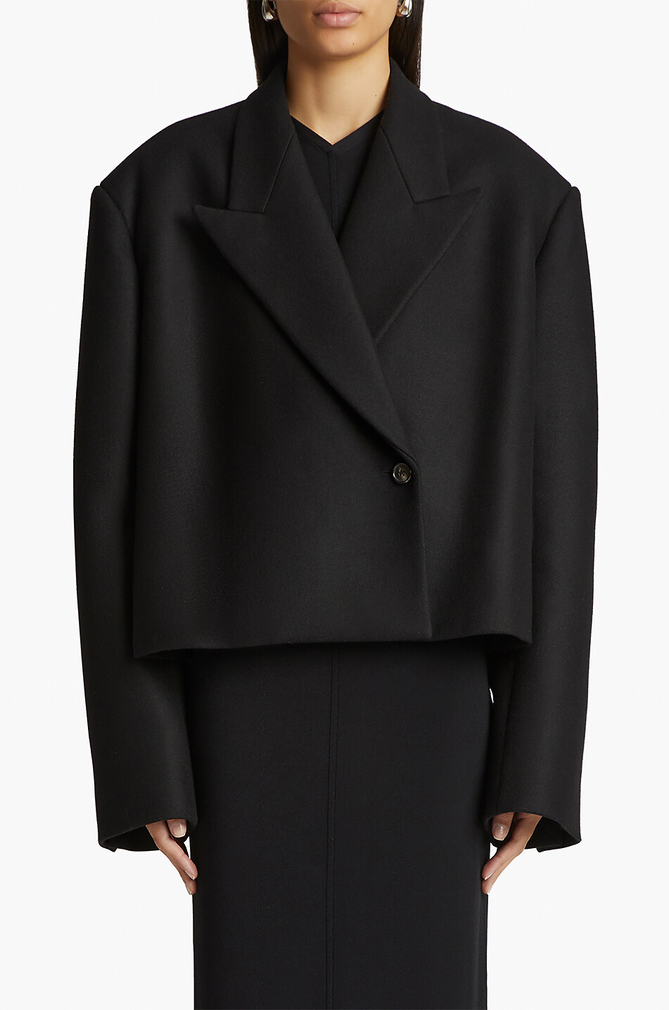 KHAITE Blazer boxy en crêpe The Raymond Femme NOIR 4