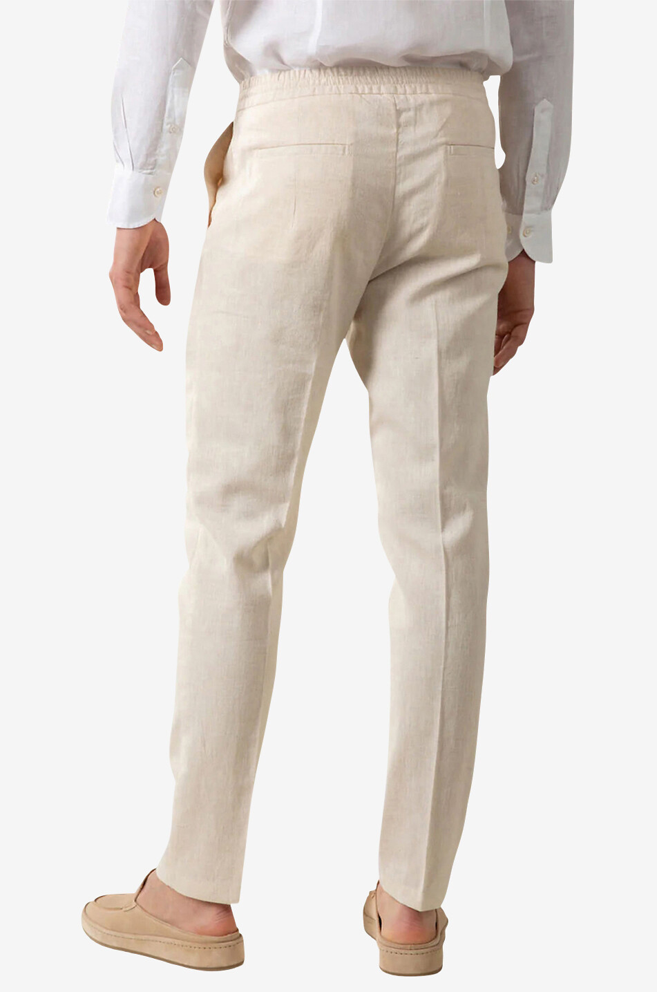 AURELIEN Seaside slim fit linen trousers Men Light beige 4