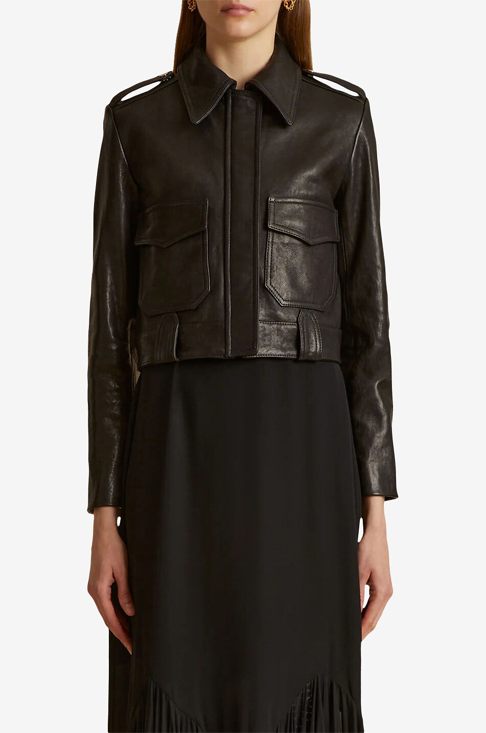 KHAITE Perfecto raccourci en cuir The Cordelia Femme NOIR 3