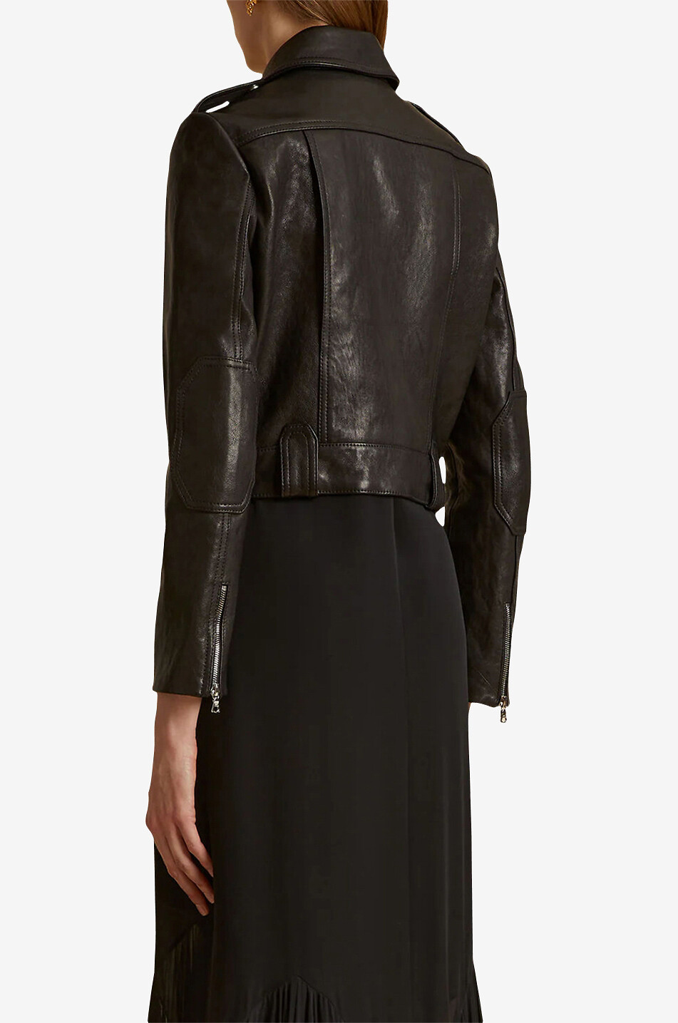 KHAITE The Cordelia cropped leather moto jacket Women BLACK 4