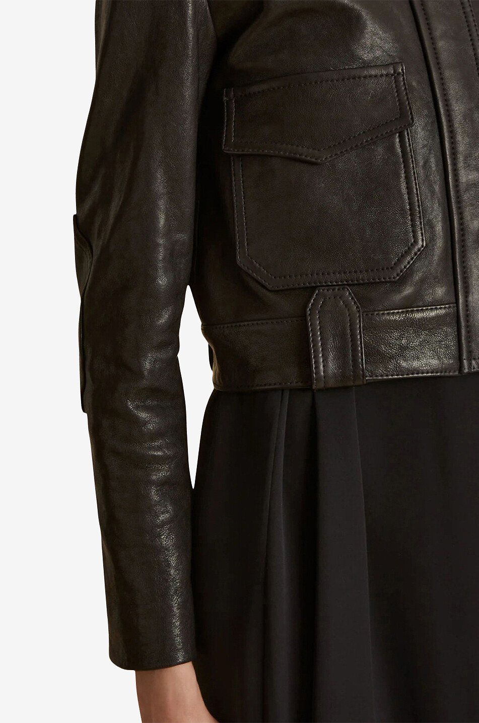 KHAITE The Cordelia cropped leather moto jacket Women BLACK 6