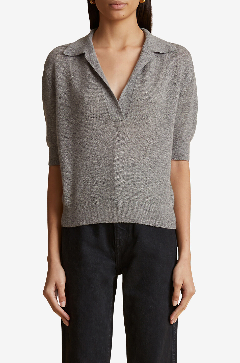 KHAITE Kaschmir-Polopullover The Shrunken Jo Damen GRAU 3
