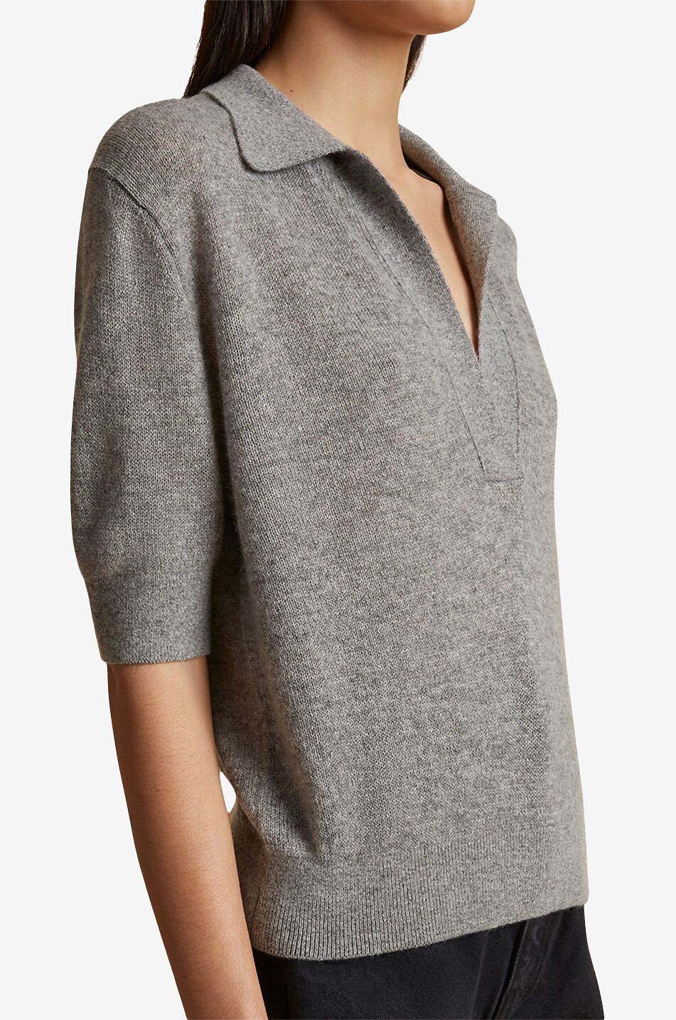KHAITE Kaschmir-Polopullover The Shrunken Jo Damen GRAU 4