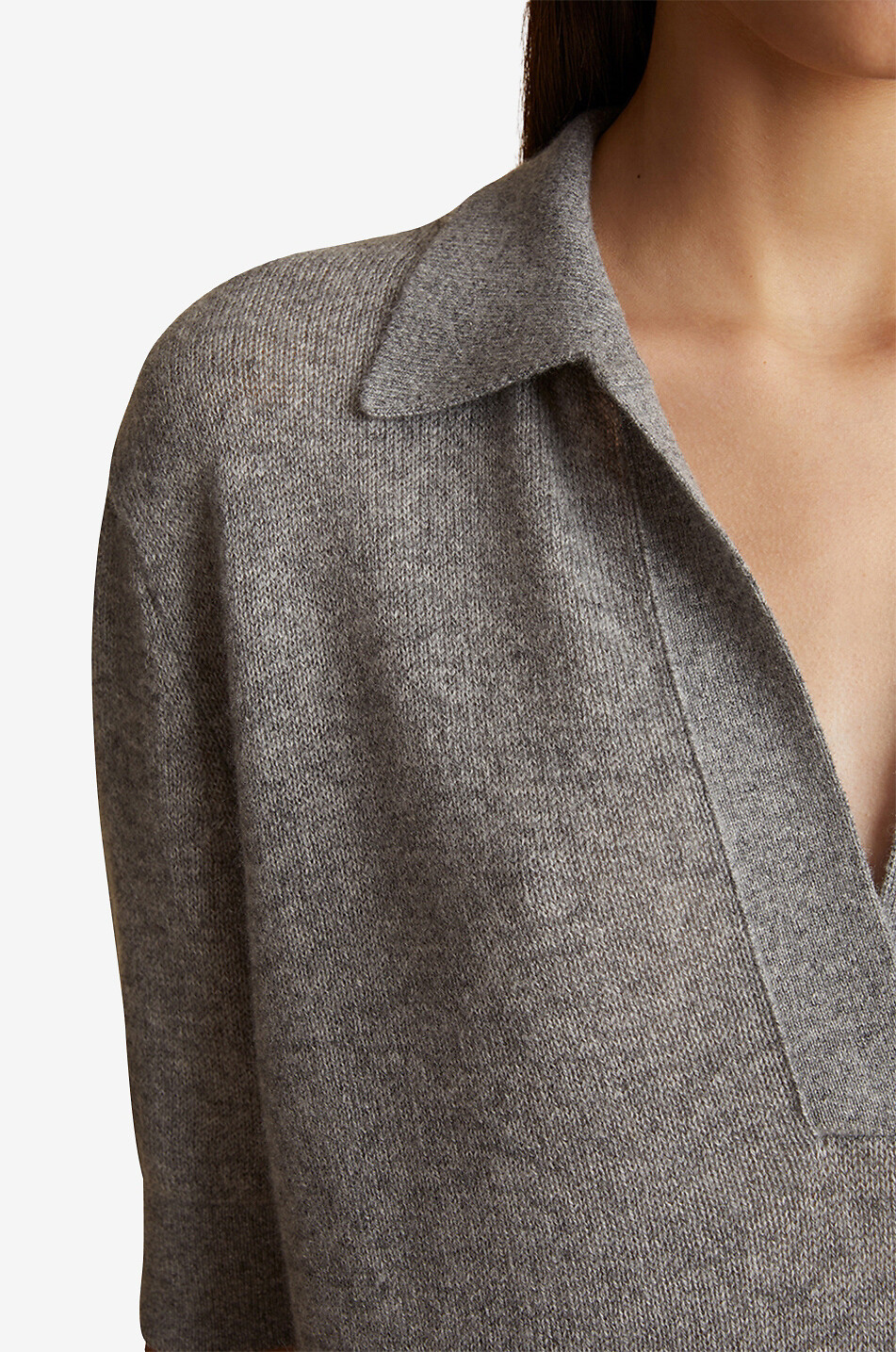 KHAITE Kaschmir-Polopullover The Shrunken Jo Damen GRAU 6