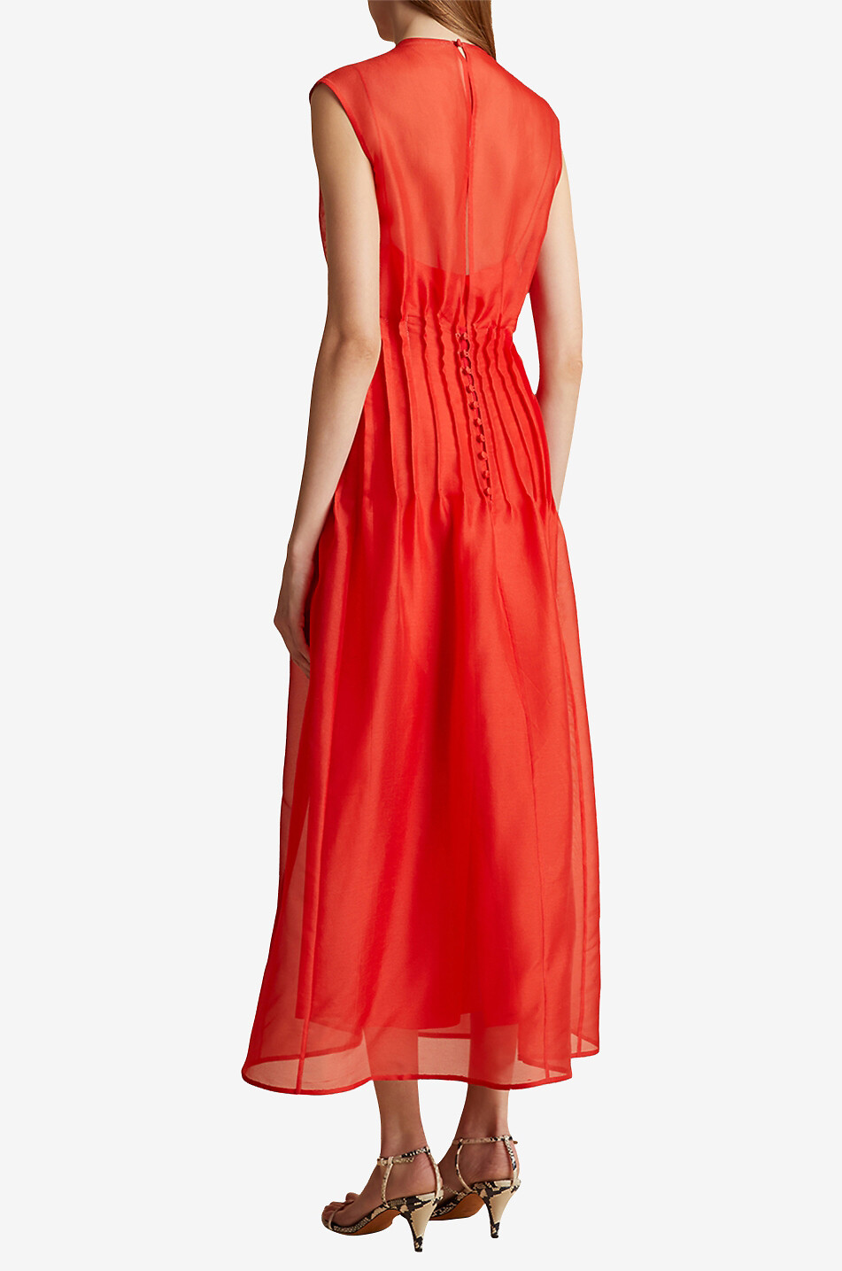 KHAITE The Wes sleeveless organza midi dress Women RED 4