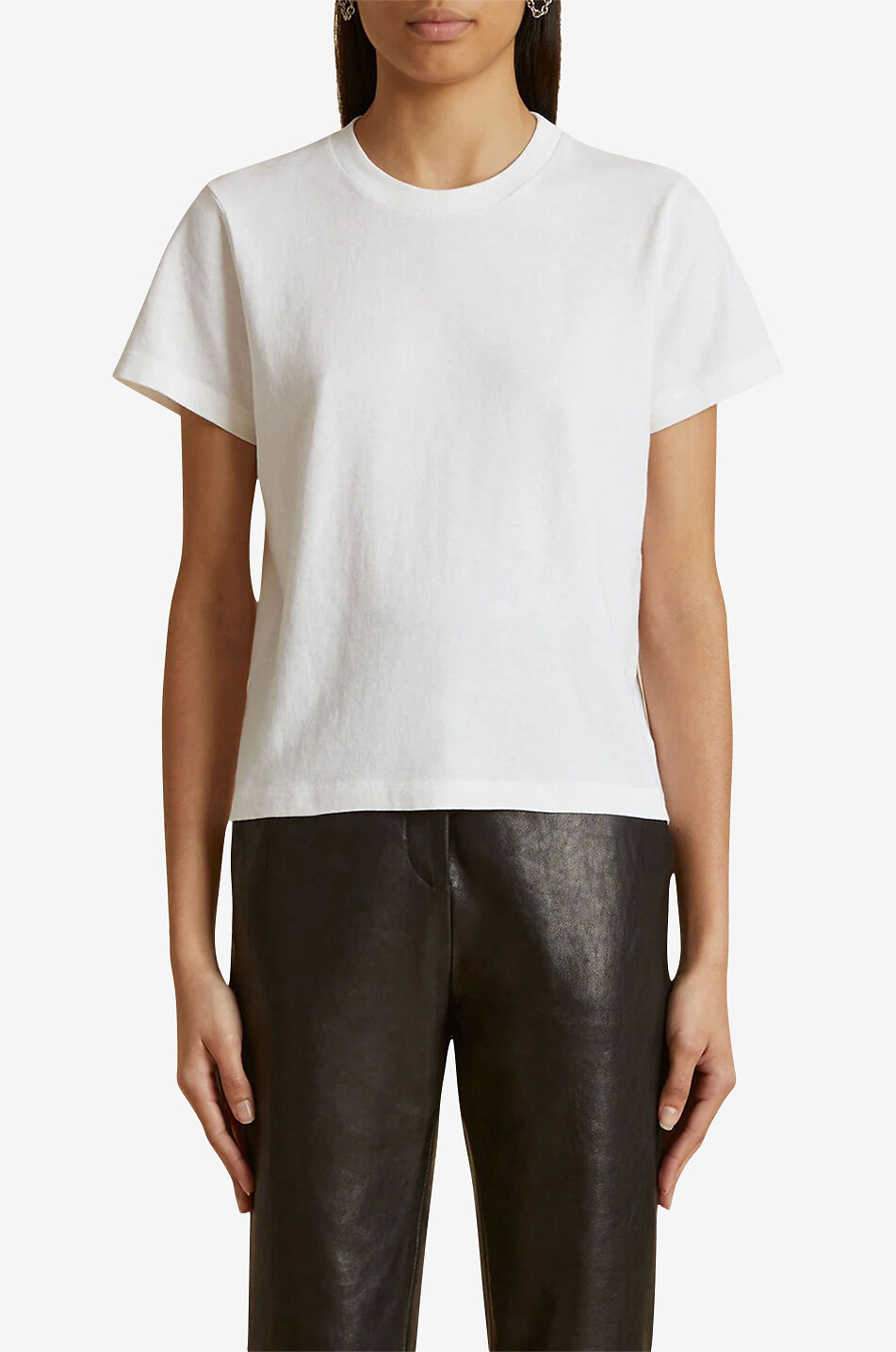 KHAITE T-shirt raccourci en coton flammé The Emmylou Femme BLANC 3