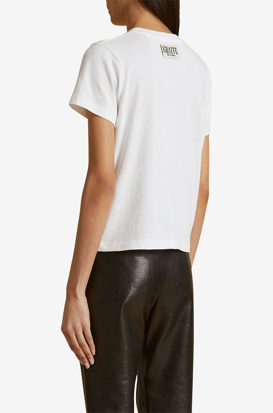 KHAITE T-shirt raccourci en coton flammé The Emmylou Femme BLANC 4